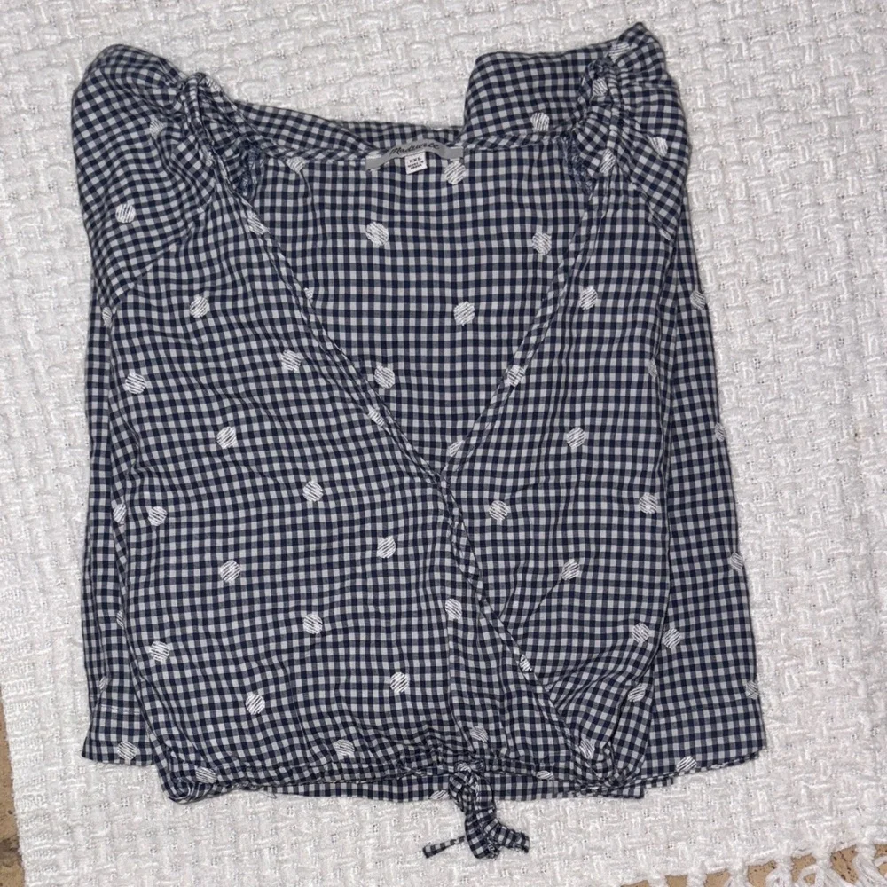 Gently Loved Embroidered Gingham Faux-Wrap Tie-Waist Midi Dress by Madewell - Picture 10 of 16